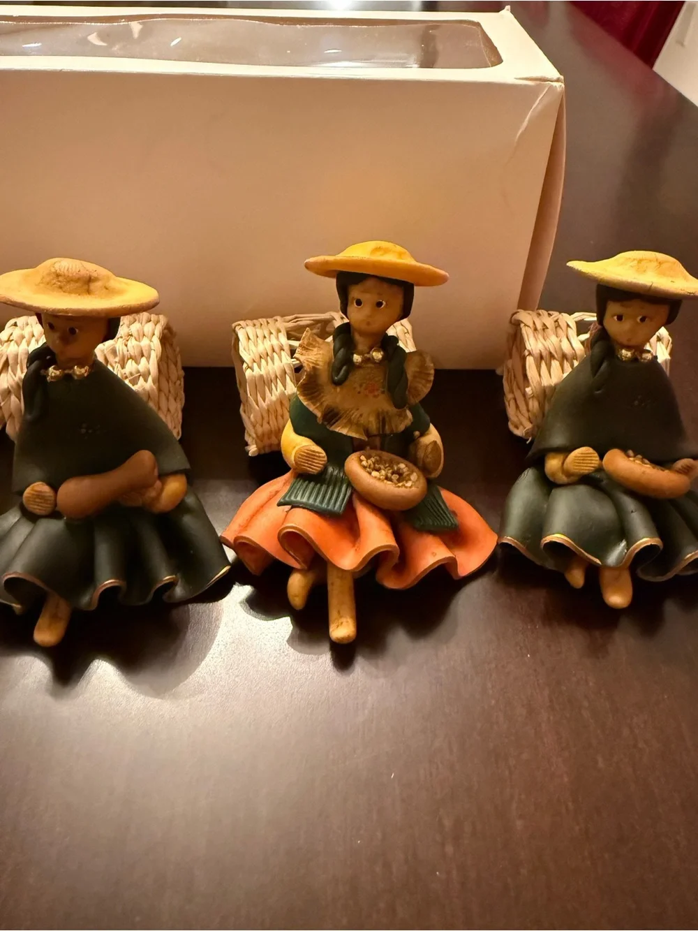 Folk Art Napkin Rings From Ecuador Handcrafted Polymer Clay And Wicker Set Of 6